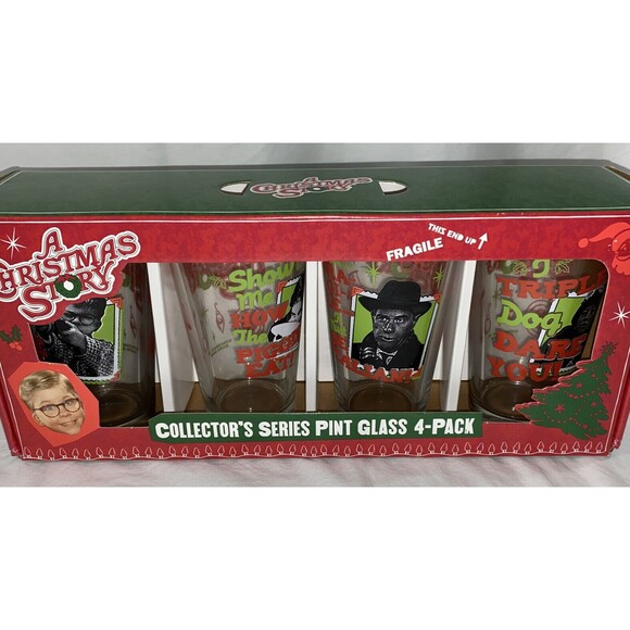 A Christmas Story Pint Glass Tumblers Collectors 4 Pack New In Box - Picture 1 of 6